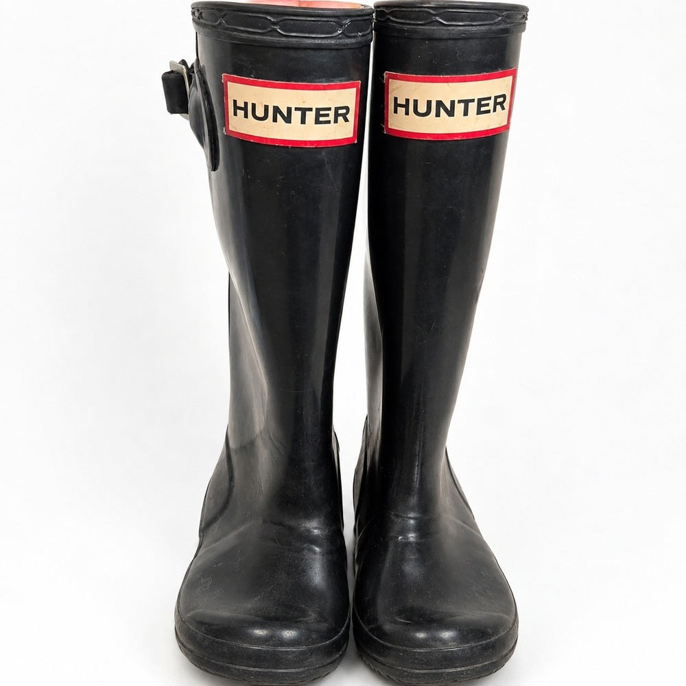 Hunter Original First Classic Rain Boots Black Waterproof Rubber Size  6 womens